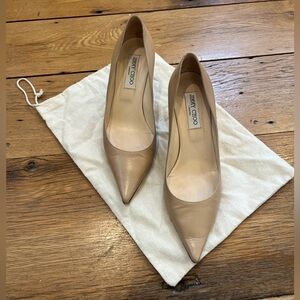 Jimmy Choo Beige Pointed-Toe Leather Pumps